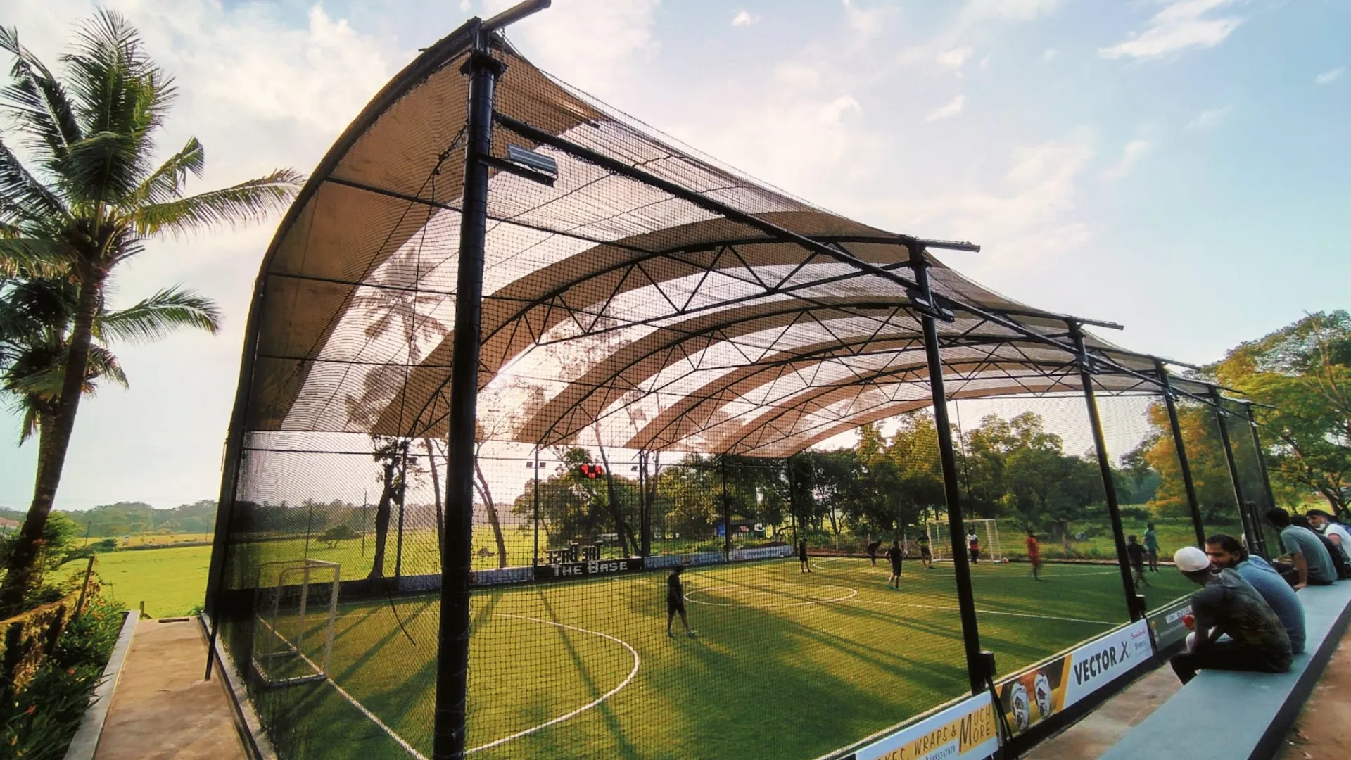 The Base Goa arena turf under floodlights